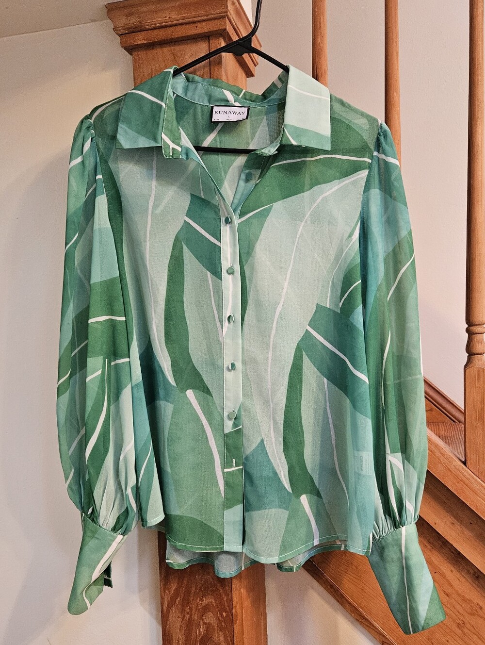 Runaway The Label Fleetwood Tropical Sheer Blouse Size Large